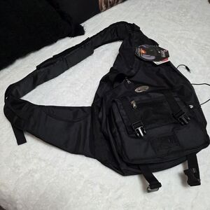 Black Sling Crossbody Bag for Men - Durable Everyday Carry Built In Alarm